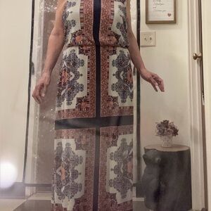 Dress Barn Navy and Orange Maxi Dress
